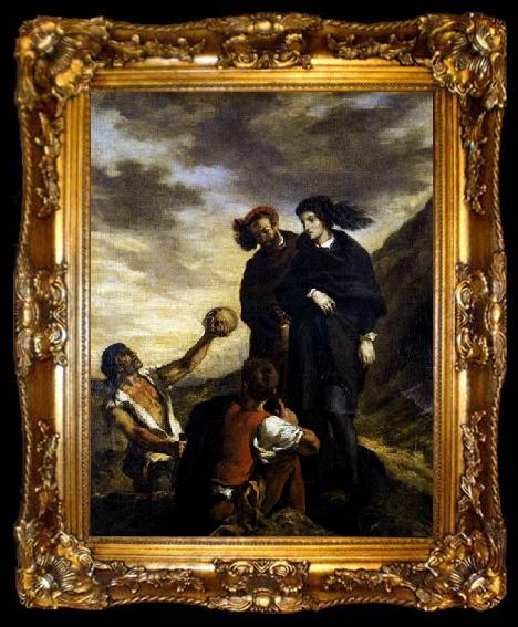 framed  Eugene Delacroix Hamlet and Horatio in the Graveyard, ta009-2